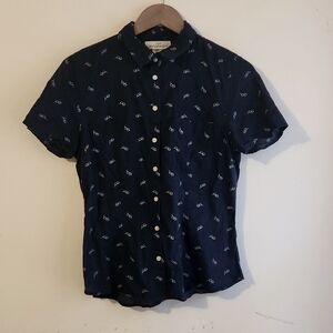 H&M glasses print short-sleeve blouse